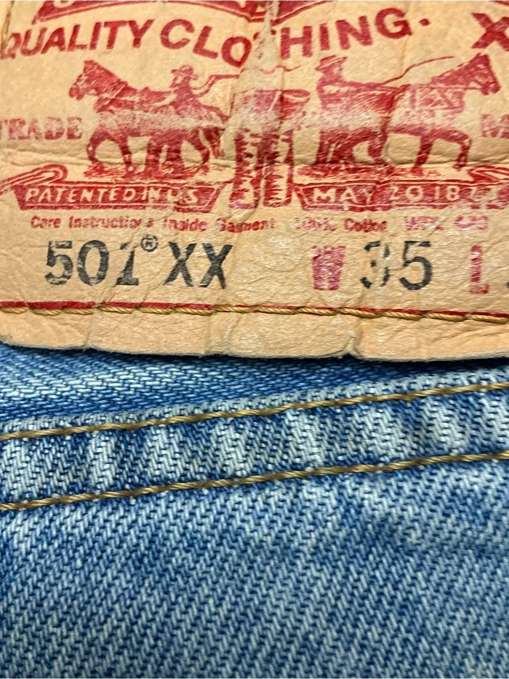 Vintage Levi’s 501XX button fly straight leg 90s jeans 33 x 32 made in Colombia